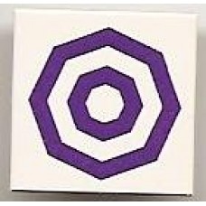 Part 3068bpb0390 White Tile 2 x 2 with 2 Dark Purple Octagonal Circles Pattern 